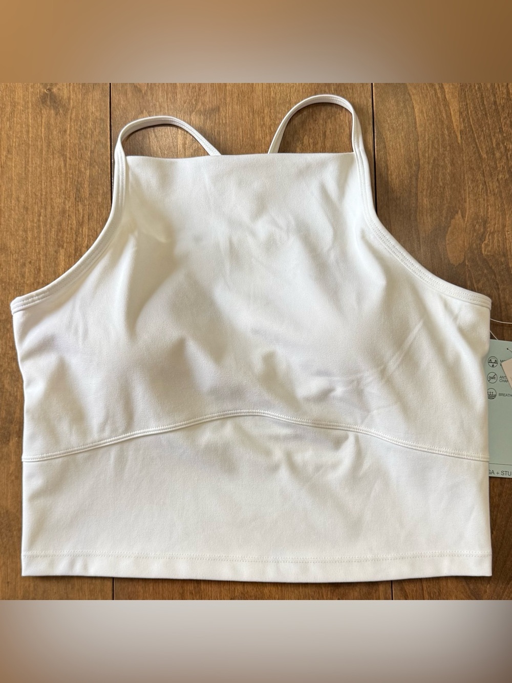 Zella Sunny Side Support Crop Tank in White w/ Internal Shelf Bra Sz M